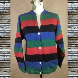 Meggi Vintage Handlooped 100% Wool Button Cardigan Sweater Colorful Women’s M/L